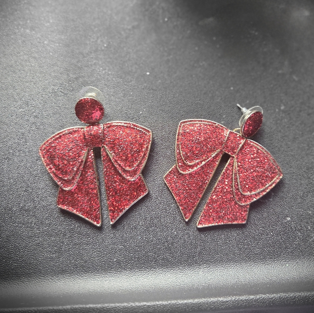 H&M Red Sparkly Butterfly Earrings